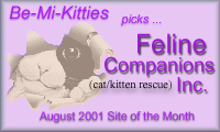 Feline Companions Inc. - August 2001 Site of the Month'