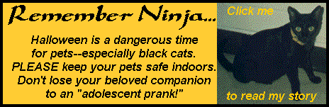 Remember Ninja...Keep your pets indoors on Halloween